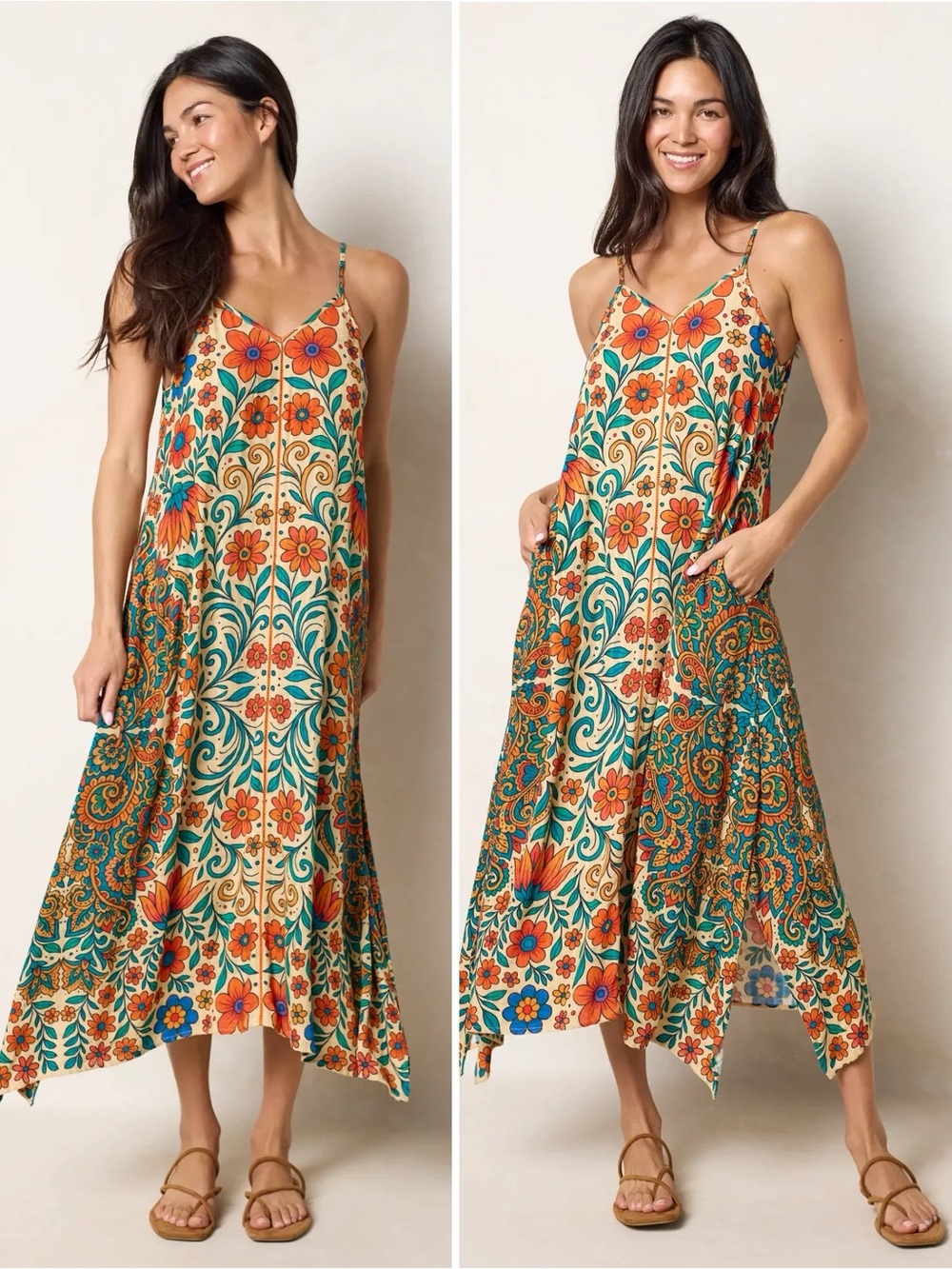 Natural Life Katrina Midi Slip Dress - Santa Fe Floral - XS NEW WITH TAGS NWT